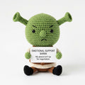 Emotional Support Crochet Doll – Handmade Grumpy Green Amigurumi Plush, Cute Comfort Gift for Stress Relief & Self Care