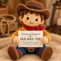 Emotional Support Cowboy Crochet Doll – Handmade Old Soul Toy, Nostalgic Amigurumi Plush Gift