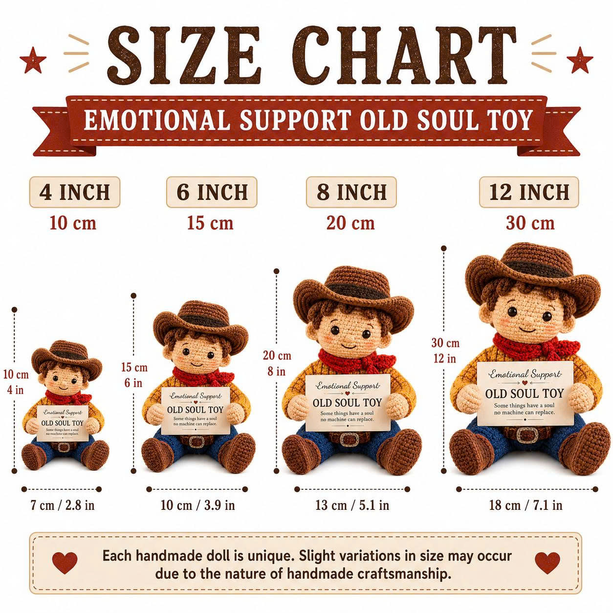 Emotional Support Cowboy Crochet Doll – Handmade Old Soul Toy, Nostalgic Amigurumi Plush Gift