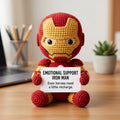 Emotional Support Iron Man Crochet Doll by Knot & Note – Handmade Amigurumi Marvel Plush, Cute Desk Companion