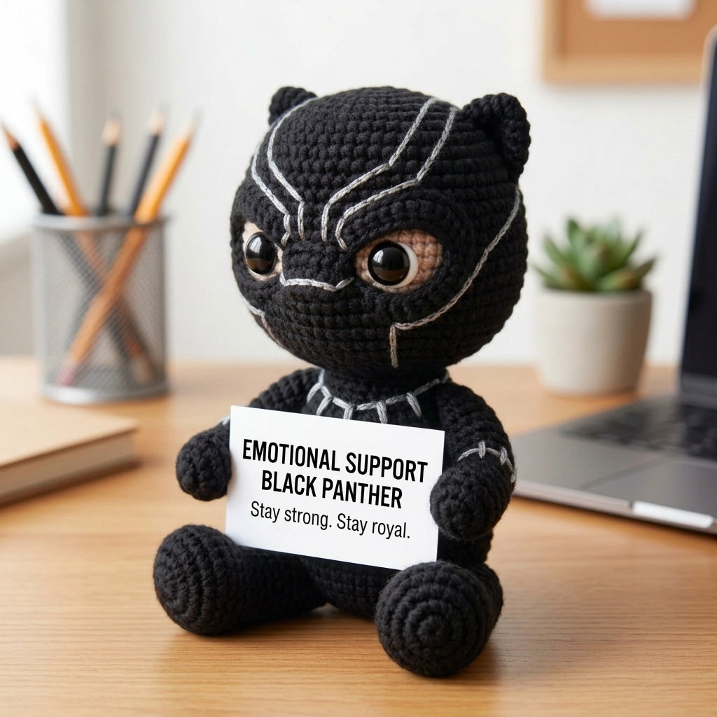 Emotional Support Blach Panther Crochet Doll