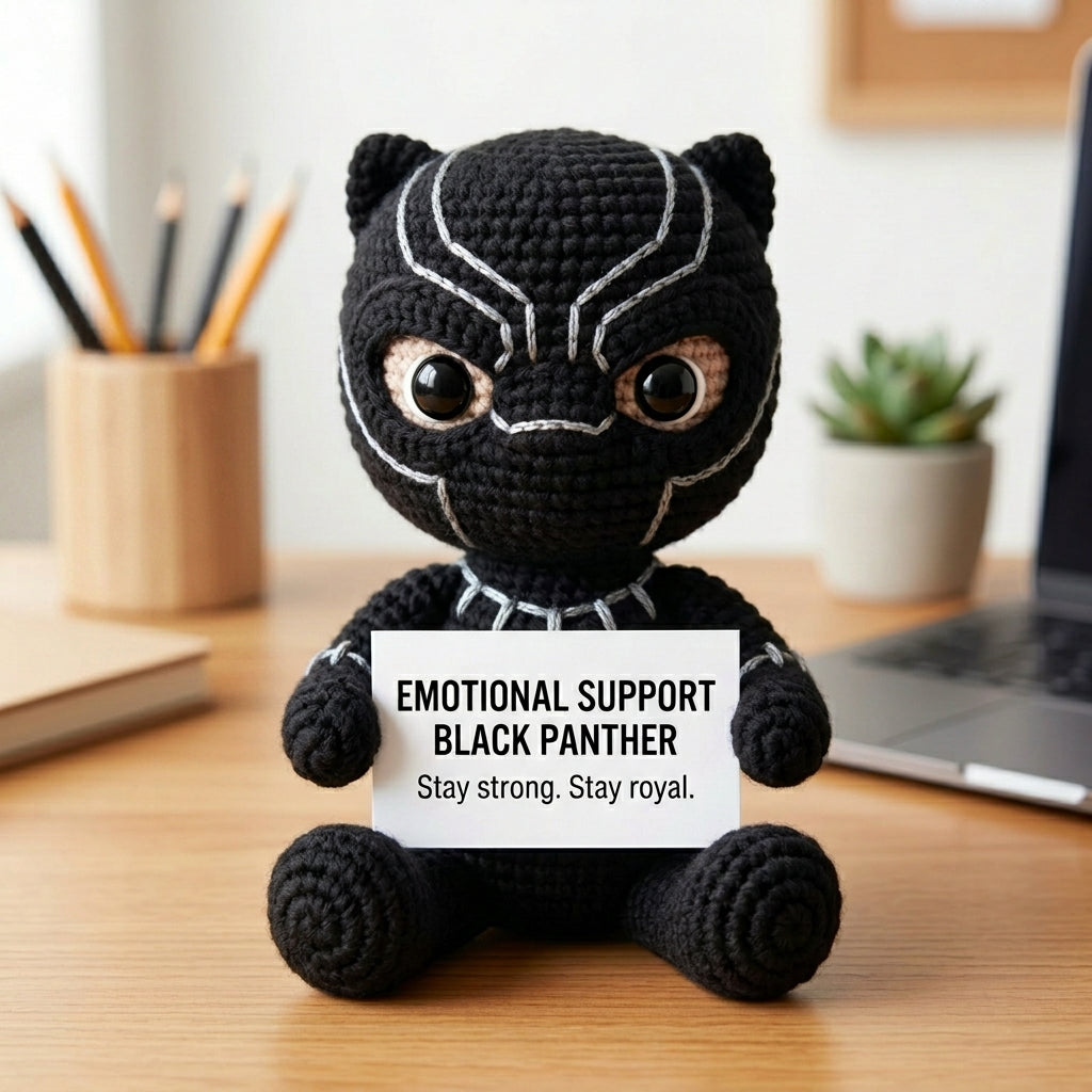 Emotional Support Blach Panther Crochet Doll