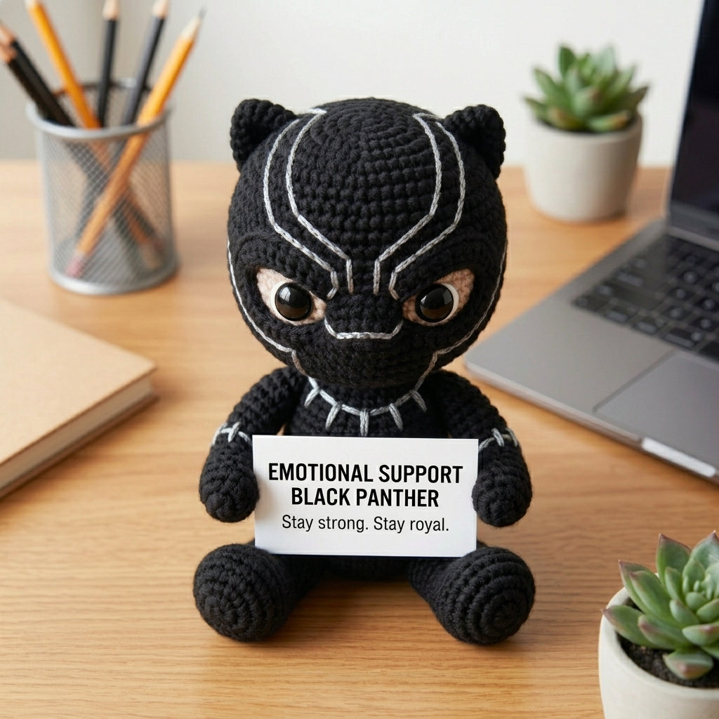 Emotional Support Blach Panther Crochet Doll