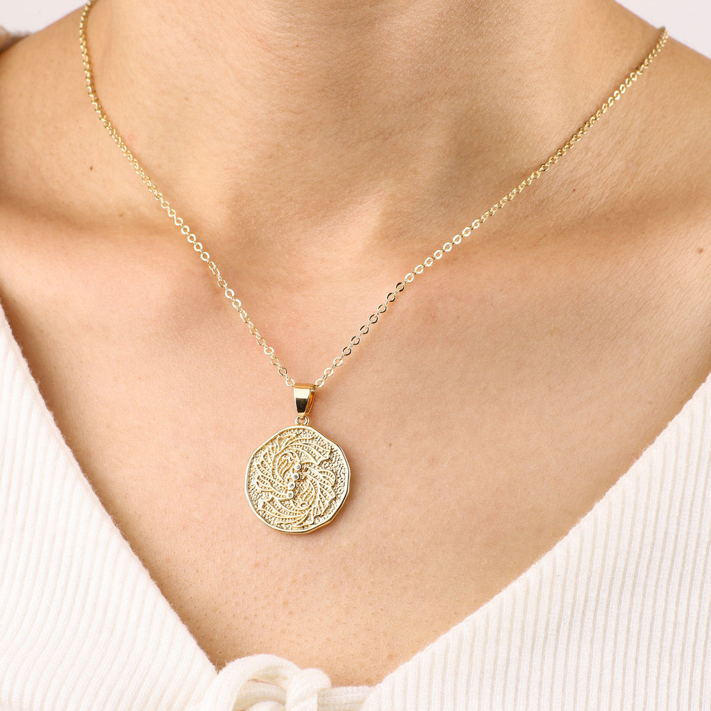 Astrological Sign Coin Pendant Necklace