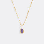 Baguette Birthstone Charm Necklace