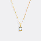 Baguette Birthstone Charm Necklace