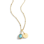 Baguette Birthstone & Initial Necklace