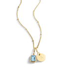 Baguette Birthstone & Initial Necklace