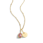 Baguette Birthstone & Initial Necklace