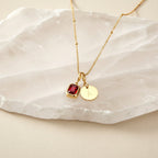 Baguette Birthstone & Initial Necklace