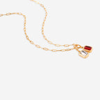 Baguette Birthstone Charm Necklace