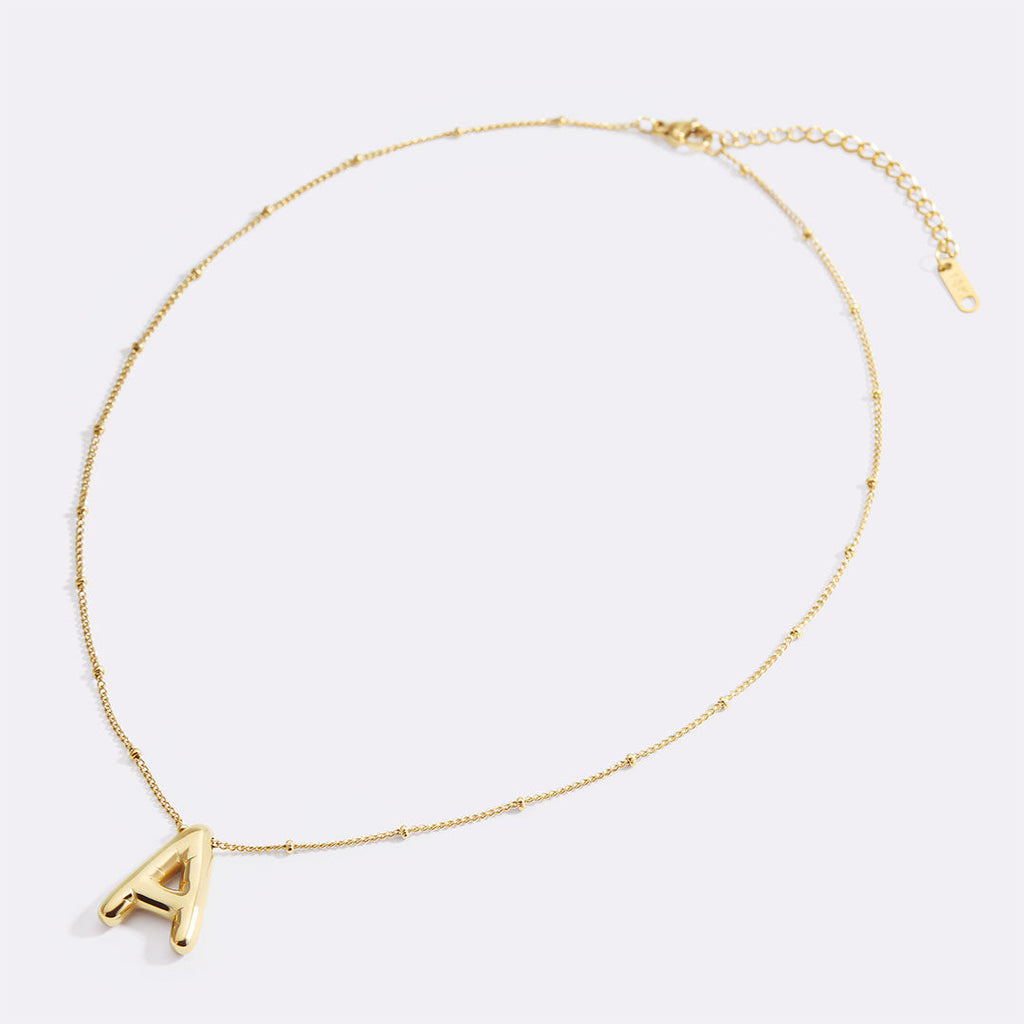 Balloon Initial Necklace with Satellite Chain