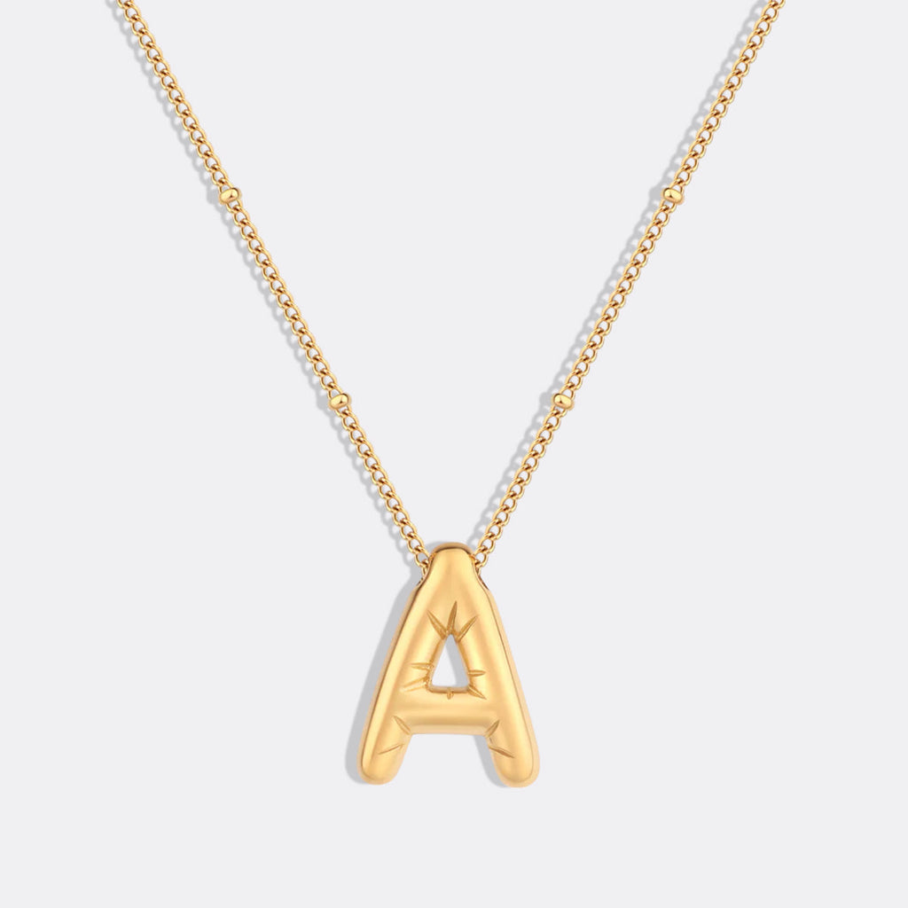 Balloon Initial Necklace with Satellite Chain