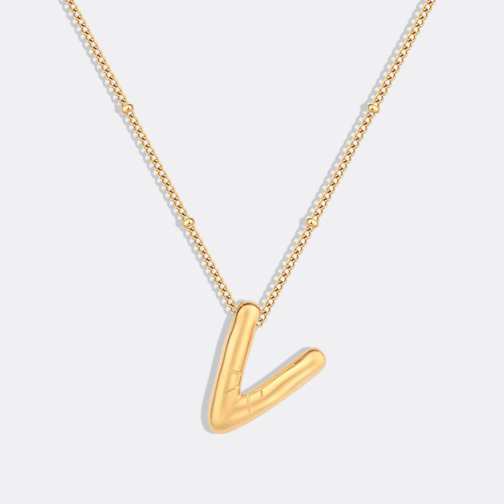 Balloon Initial Necklace with Satellite Chain