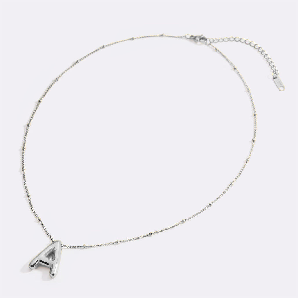 Balloon Initial Necklace with Satellite Chain